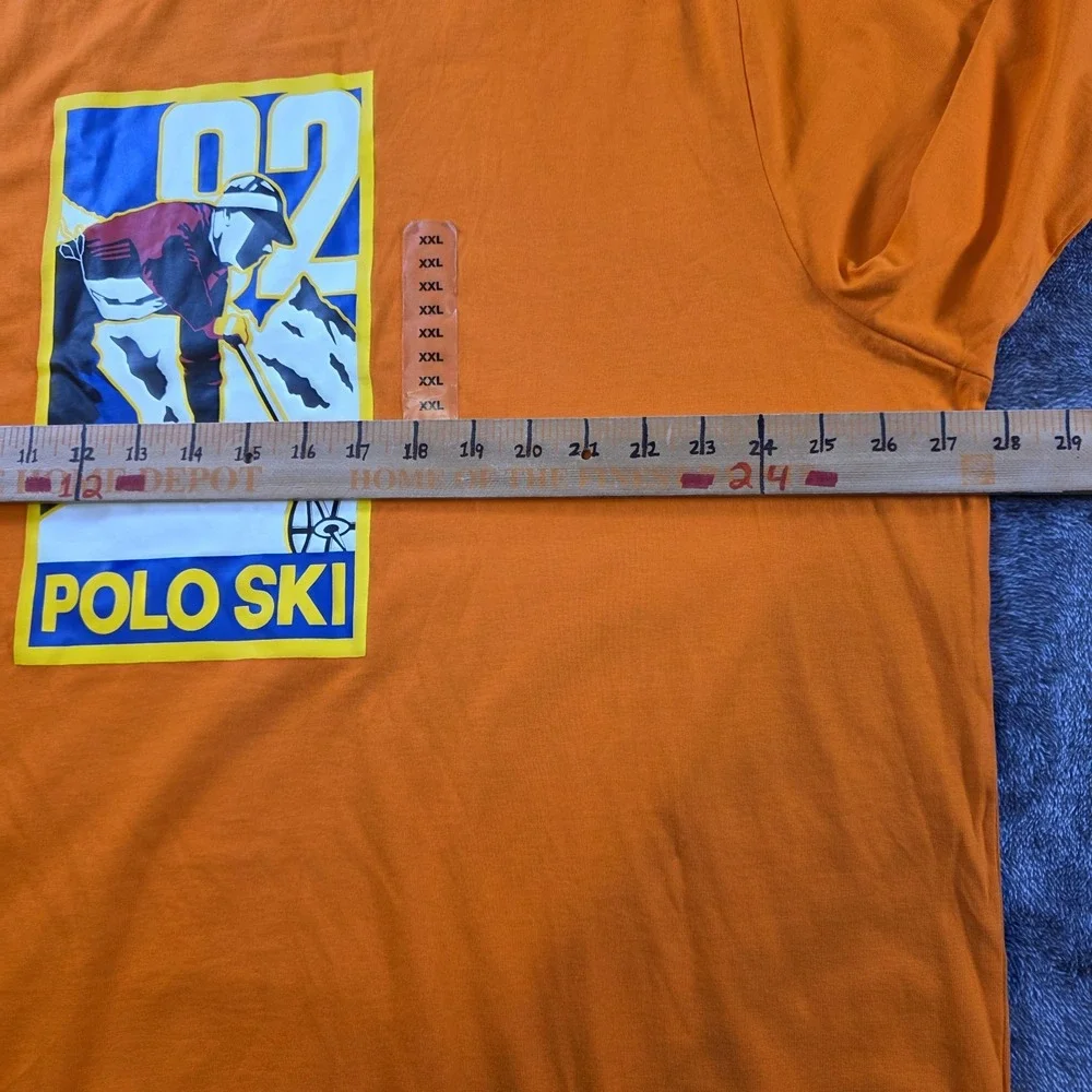 Polo Ralph Lauren Polo Ski Jersey T Shirt Mens XXL Orange Long Sleeve